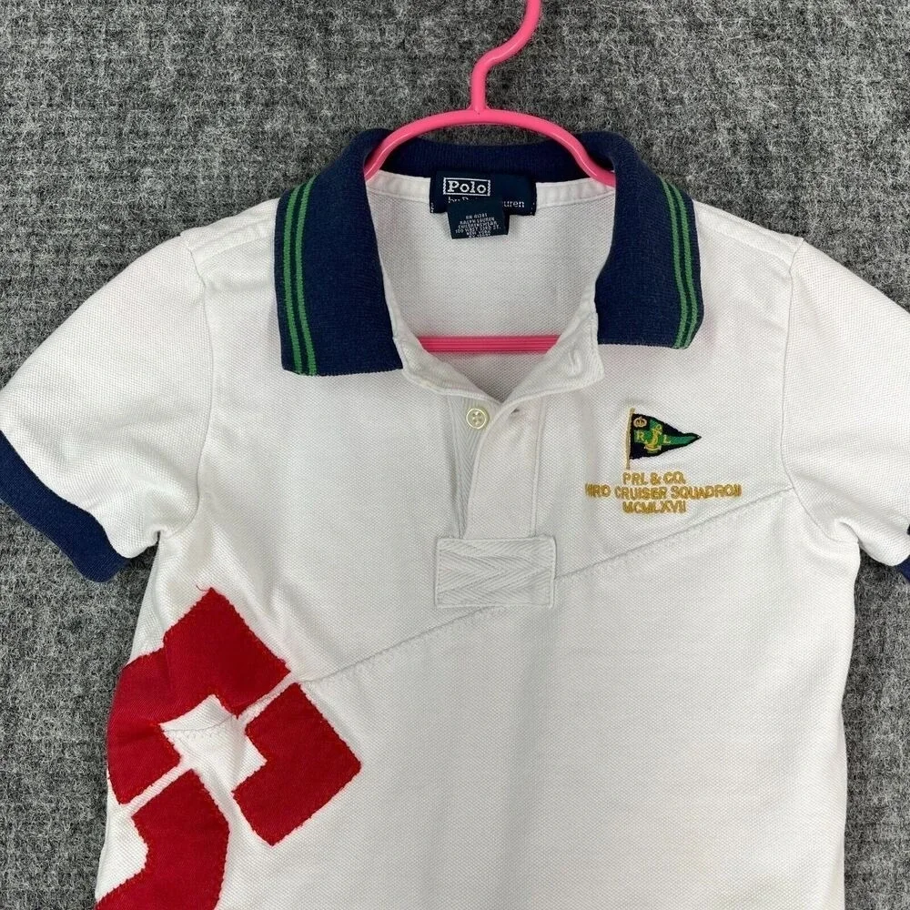 Polo Ralph‎ Lauren Shirt Boys 4 Youth White Sailing Third Cruiser Squadron Rugby